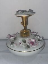 Vintage DeV Perfume Bottle Atomizer. White With Floral Design. Ceramic.  picture