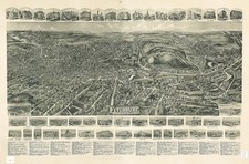 Fitchburg Massachusetts 1878 Vintage Panoramic Map Photo Reprint Wall Art picture