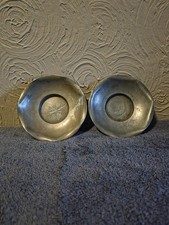 Antq Chinese Pewter Coaster Set 2pc Qian Mao Yan Dian Mark Plum Blossom Dishes picture