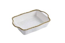 Pampa Bay Titanium Baking Dish (Rectangular, Golden Salerno), White and Gold picture