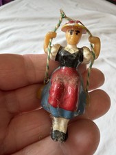 Vintage Miniature Floral Hand Painted Girl Pendulum Decor picture