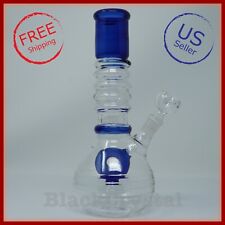 8 in Premium Thick Blue Donut Hookah Bubbler Tobacco Smoking Water Pipes picture