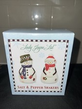 2007 Lady Jayne Christmas Snowman & Snowwomen Salt and Pepper Shaker Set New 4