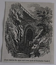 small 1832 magazine engraving ~ Gate betwixt parts of DUNBARTON CASTLE, Scotland picture