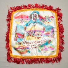 Vintage 1940s Souvenir Grand Canyon Arizona State Silk Souvenir Pillow Case Sham picture