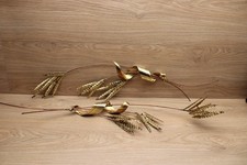 Pair Home Interiors Brass Gold Metal Wheat Sheaf Wall Decor HOMCO 30