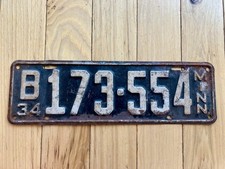 1934 Minnesota License Plate picture