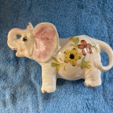 Lenwile Ardalt Vintage Elephant Creamer White Floral Artware From Japan picture