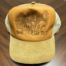 Vintage Budweiser Clydesdale Horses Trucker Hat USA Made Corduroy Snapback Cap picture