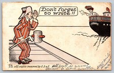 Vintage 1906 Comic Postcard Don't Forget to Write Maritime Ship Baltic picture