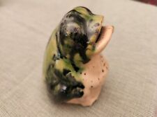 Old Glazed Pottery Ceramic Figural Coin Bank Sitting Frog picture