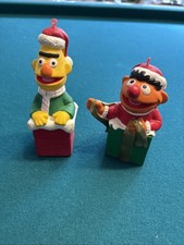 Vintage Seasame Street Bert And Ernie Christmas Ornaments Set Santa Chimney Gift picture
