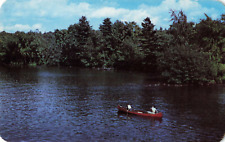 Rhinelander WI Wisconsin, Canoeing Trip, Vacationland Scene, Vintage Postcard picture