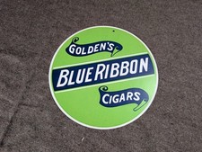 Vintage Golden’s Blue Ribbon Cigars Double Sided Card Board Sign picture
