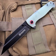 Sigma Wharncliffe Blade G10 Handle Ball Bearing Flipper Pocket Knife - Jade picture