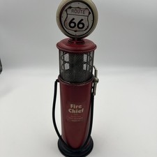 RED Route 66 Gas Pump FIRE CHIEF Metal  14.2 x 3.8 inch Decor picture