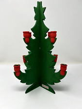 Swedish Hand Painted Wood Folk Art Christmas Tree Candle Holder picture