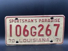 1970–1971 LOUISIANA license plate — — ORIGINAL USED vintage car tag picture