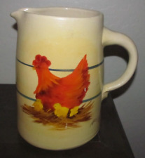 Studio Pottery Hand Painted Signed Teresa Flatness Pitcher Country Chicken Chick picture