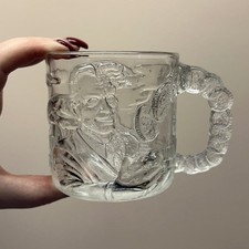 Vintage 1995 McDonalds Batman Forever Two-Face Glass Mug Embossed Made in France picture
