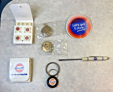 Collection Of Gulf Promotional Items Memorabilia Key Chains Golf Tees Pin picture