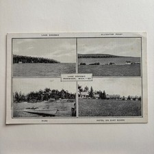 Vintage Postcard Lake Gogebic Alligator Point Park Hotel East Shore Ironwood MI picture