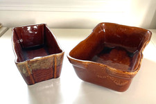 Vintage Brush McCoy Brown Pottery Planters USA  J3-8 & 39 Lot Of 2 Glossy picture