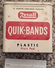 1960s Rexall QUIK-BANDS Tin Box Band-aid Vintage Drug Store picture