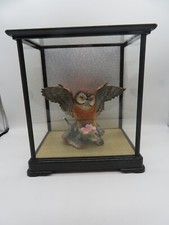 Vintage Owl J. Byron Porcelain Figurine w/Napcoware Glass Case Included picture