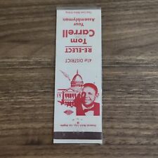 Vintage 1949 Tom Carrell California Politician Matchbook Cover picture