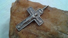 ANTIQUE c.1700s CATHOLIC 2-SIDED CRUCIFIX with BLESSED VIRGIN MARY, HOLY SPIRIT picture