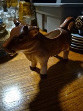 Vintage Ceramic Brown Cow Creamer Pitcher Occupied Japan. picture