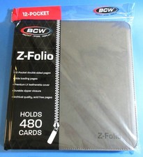 ZIPPER PORTFOLIO, GRAY GAMING Z-FOLIO 12-POCKET LX ALBUM, HOLDS 480 CARDS picture