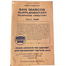 1965 San Marcos Supplementary Telephone Book Directory History SWT Hays County picture