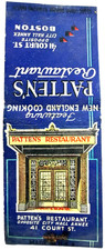 1940s Patten's Restaurant Boston Matchbook Massachusetts Vintage Ephemera picture