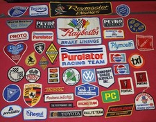 Vtg Racing Car Auto Gas Oil Parts Embroidered Patch Giant 45 Lot NOS New Rare picture