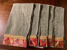 The Avanti Look Hand Towels Green Gold Embellished All Cotton Set Of 5 picture
