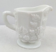 Westmoreland Milk Glass Creamer Pitcher Handle White Paneled Grape Vintage USA picture