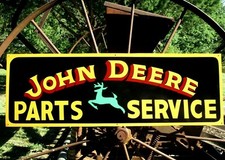 LARGE Vintage Style Hand Painted Lettered JOHN DEERE SIGN Tractor Parts service picture