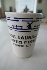 1920's Pottery Cup Model Laundry Cleaners Dyers Phone 187 Houston Texas TT Czech picture