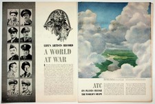 1940s LIFE Magazine WWII Art Spread World at War Normandy England Italy Brazil picture