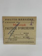 Vintage 1930’s Folies-Bergère Ticket Collectible Ephemera  #01249 picture