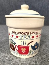 VTG Treasure Craft The Cooks Nook Tea Canister Ceramic Jar Cottagecore Country picture