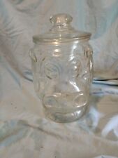 HOUSE HIPPO Libbey Hippo Jar  Lucky Cookie Jar w/lid.Clear glass. VTG Big  picture