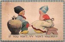 1912 Artist-Signed WALL Postcard Dutch Boy & Girl 