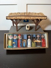 Vtg Scandinavian Wood Nativity Set Anne Beate Denmark Mini Jesus Mary Wisemen picture