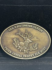 Vintage NRA Whittington Center Trophy Elk Hunt Deer Hunting Western Belt Buckle picture