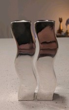 VTG Zadok Arts Israel RARE .925 Sterling Silver Shabbat Candlestick Pair 5.25