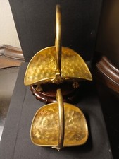  Hammered Brass Pair Lion Footed Baskets picture