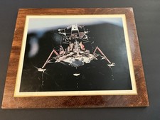 Vintage Apollo Lunar Module Wooden Wall Plaque Perma Plaque Hollywood NASA Photo picture